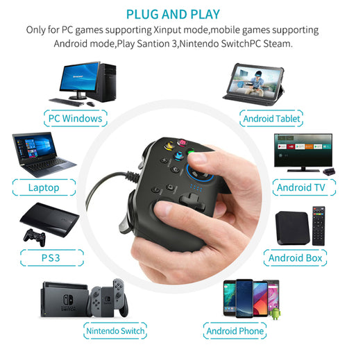GameCore Wired Gaming Controller — Dual-Vibration Joystick Gamepad
